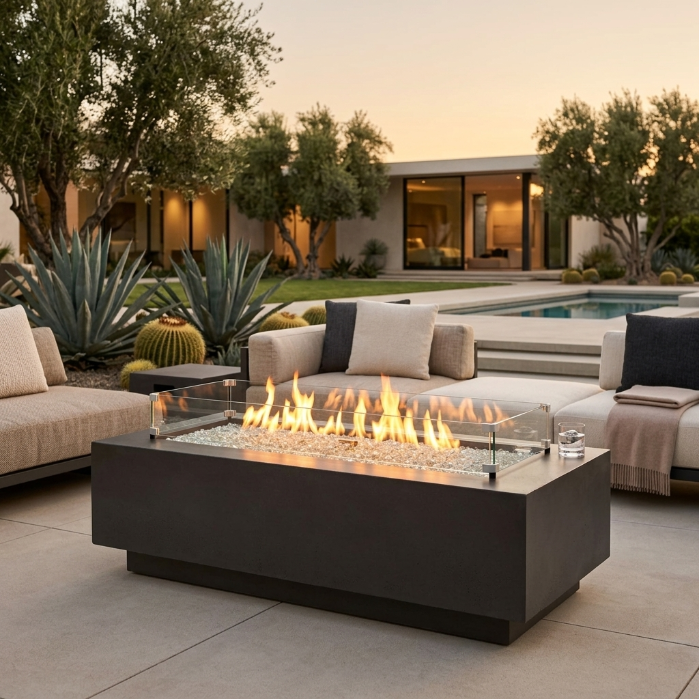 Cove 54" Linear Gas Fire Table in Midnight Mist