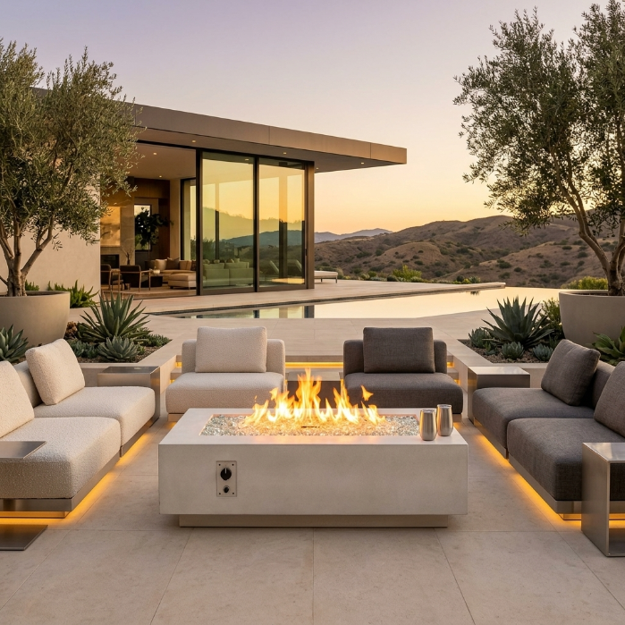 Cove 54" Linear Gas Fire Table in White