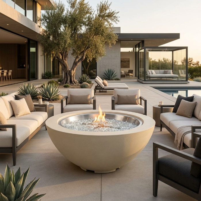 Cove 42" Bowl Gas Fire PIt in Linen