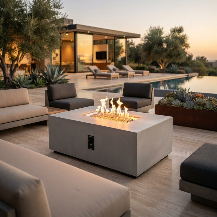 Cove 48" Linear Gas Fire Pit with tank door