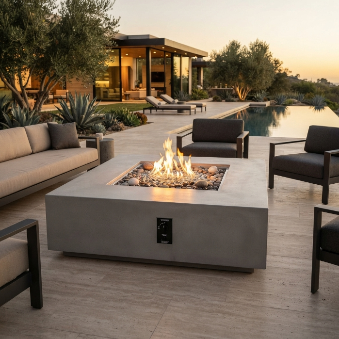 Cove 48" Square Gas Fire Pit with tank door