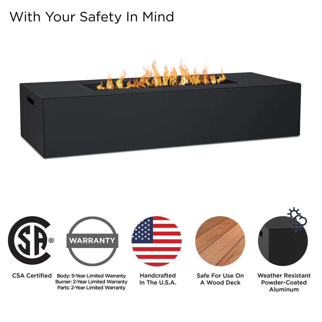 Real Flame 72" Rectangular Aluminum Natural Gas Fire Pit in