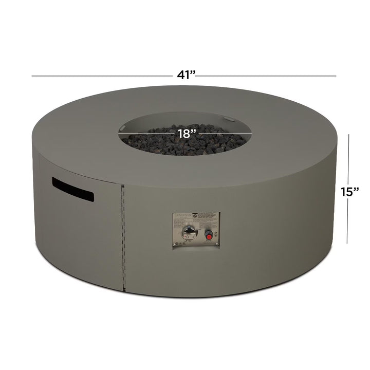 Covewood 41-Inch Round Aluminum Propane Fire Pit Table in Cloud Gray