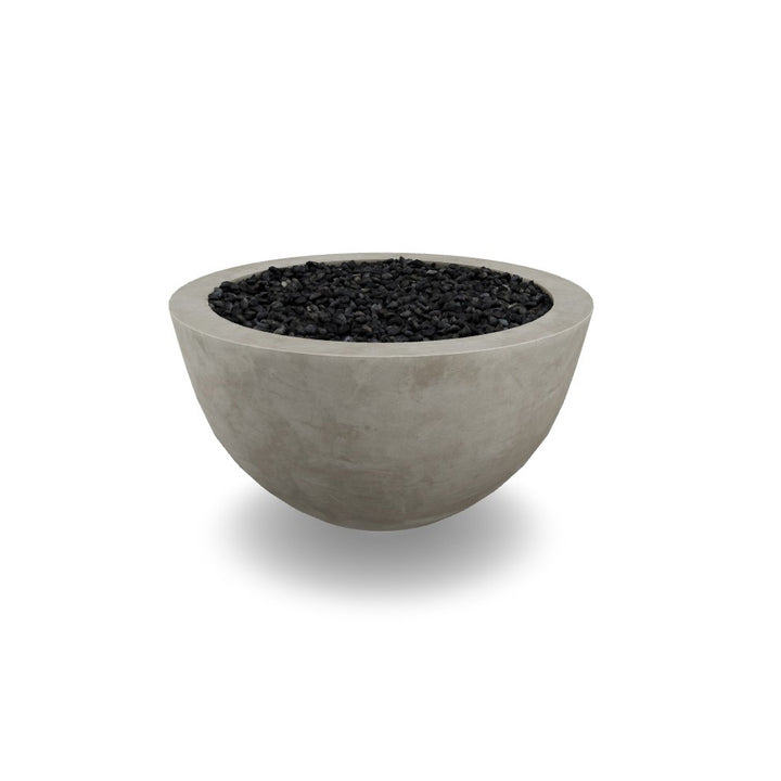Moderno 3 Fire Bowl, 30" Round GFRC Outdoor Gas Fire Pit, Pewter Finish, 65,000 BTU