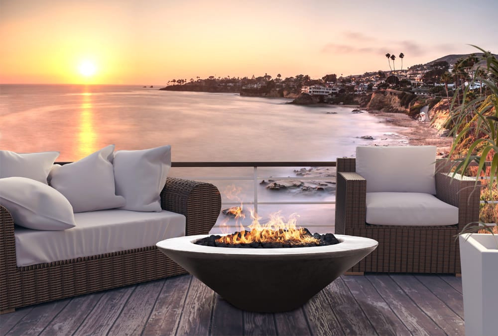 Embarcadero 48" Round Concrete Fire Bowl – 65,000 BTU Outdoor Gas Fire Pit