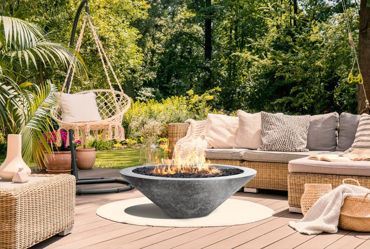 Embarcadero 48" Round Concrete Fire Bowl – 65,000 BTU Outdoor Gas Fire Pit