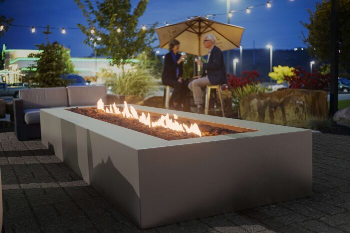 HPC Fire Tejas 48" x 24" Assembled Metal Fire Pit Enclosure, Torpedo Burner, Push Button / Flame Sensing Ignition