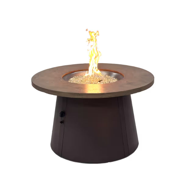 Outdoor GreatRoom Cirvalo 42" Round Gas Fire Pit Table – Fossil Brown Top & Brown Base