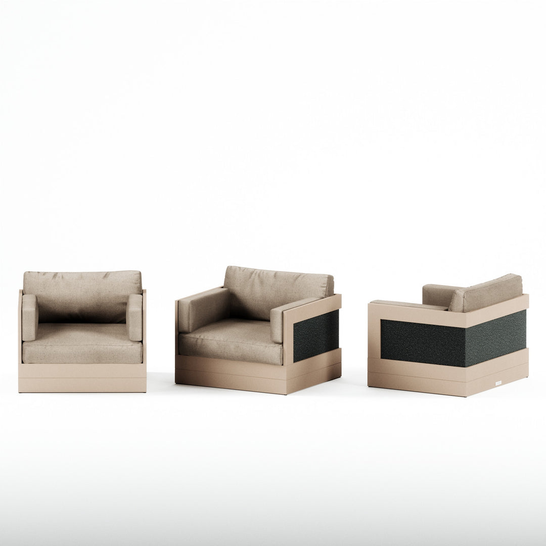 Ash Cushion, Beige Frame, Black Pearl Granite Sides