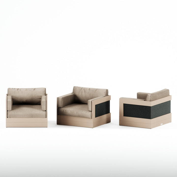 Ash Cushion, Beige Frame, Black Pearl Granite Sides