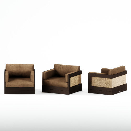 Teak Color Cushion, Bronze Frame, Cafe Creme Granite Sides