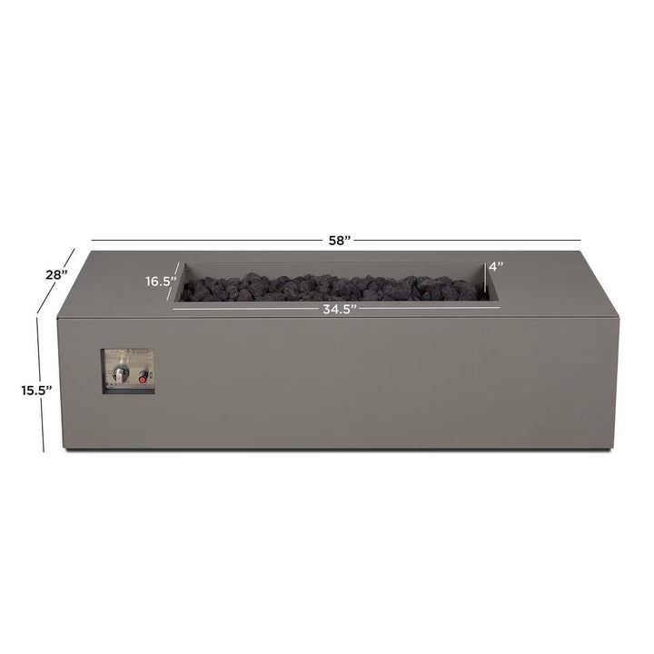 Covewood 58-Inch Low Profile Rectangular Aluminum Natural Gas Fire Pit Table in Cloud Gray (Ships Propane with Conversion Kit)