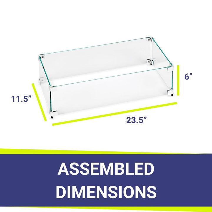 American Fire Glass 18" Rectangular Glass Wind and Flame Guard