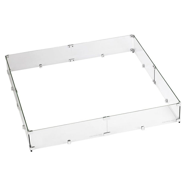 American Fire Glass FG-SQP-36 Fire Pit Glass Flame Wind Guard Square, 41.5x41.5-Inch