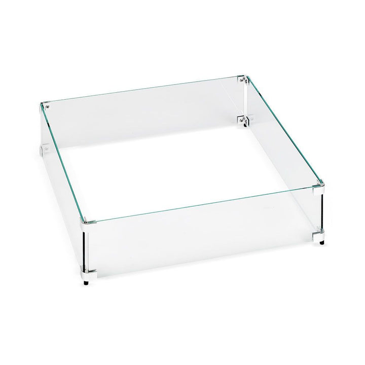 American Fire Glass FG-SQP-12 Fire Pit Glass Flame Wind Guard Square, 17.5x17.5-Inch