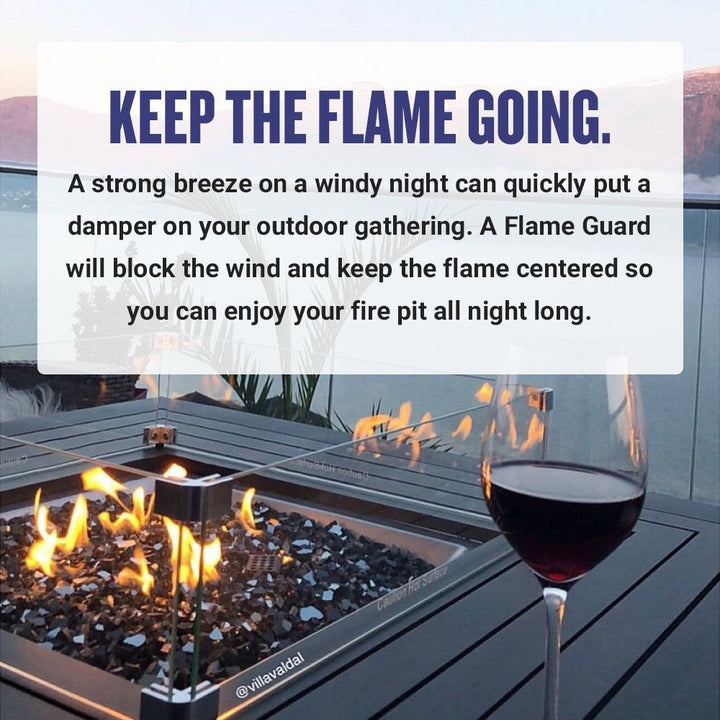 American Fire Glass FG-SQP-36 Fire Pit Glass Flame Wind Guard Square, 41.5x41.5-Inch