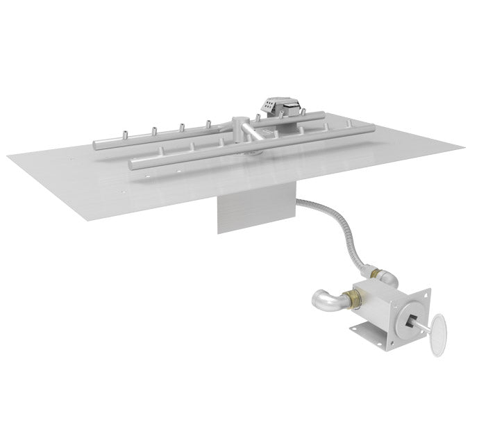 HPC 33" X 15" Rectangle Flat - SST Torpedo Match Lit H-Burner Insert - Propane Fuel