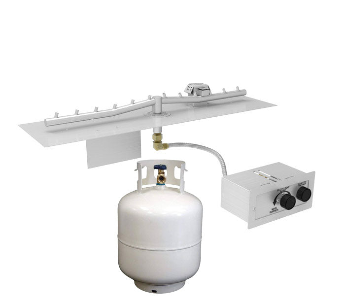 HPC 24" Linear Flat SST Torpedo Push Button Ignition Flame Sensing Insert - Propane Fuel (Small Tank)