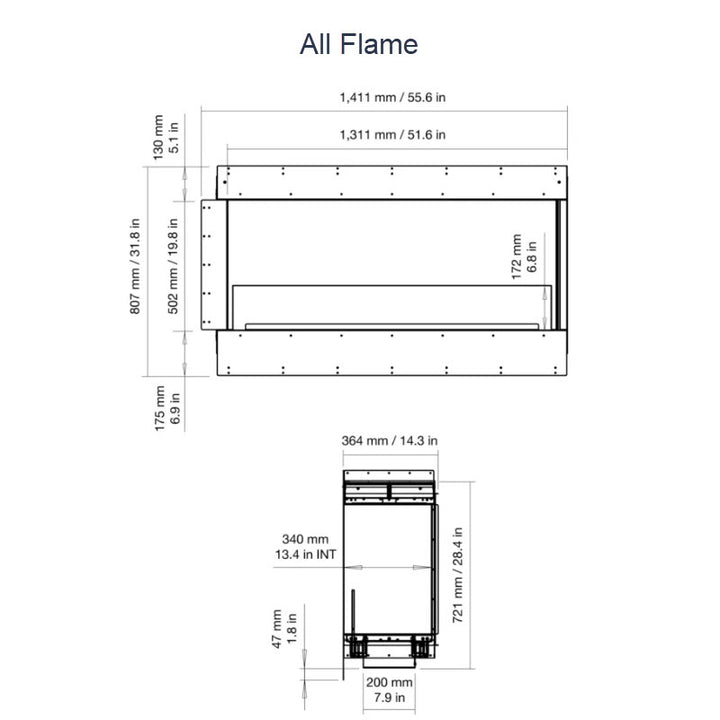 EcoSmart Fire Flex 50RC Right Corner Indoor/Outdoor Fireplace Insert - Ethanol Fuel