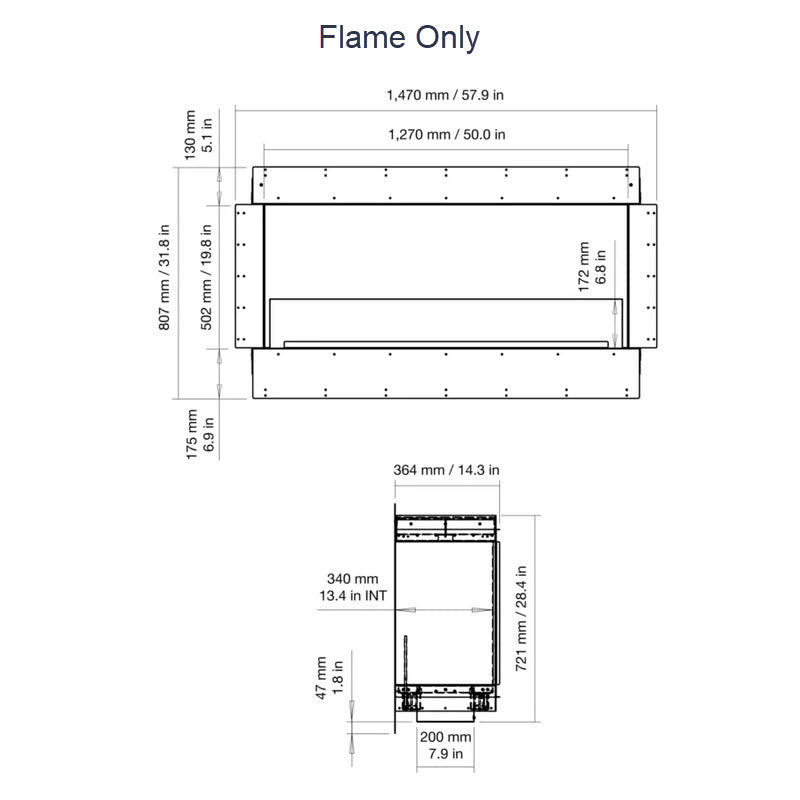 EcoSmart Fire Flex 50SS Single Sided Indoor/Outdoor Fireplace Insert - Ethanol Fuel