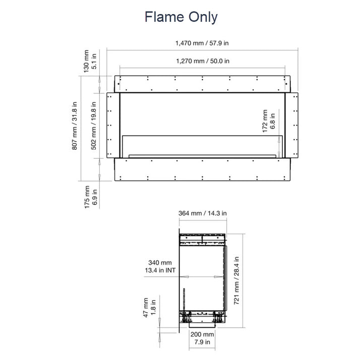 EcoSmart Fire Flex 50SS Single Sided Indoor/Outdoor Fireplace Insert - Ethanol Fuel