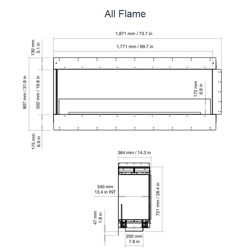 EcoSmart Fire Flex 68LC Left Corner Indoor/Outdoor Fireplace Insert - Ethanol Fuel