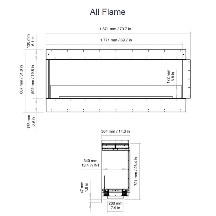 EcoSmart Fire Flex 68LC Left Corner Indoor/Outdoor Fireplace Insert - Ethanol Fuel
