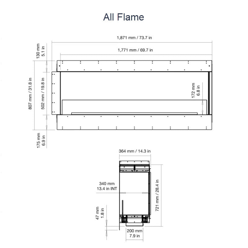 EcoSmart Fire Flex 68RC Right Corner Indoor/Outdoor Fireplace Insert - Ethanol Fuel