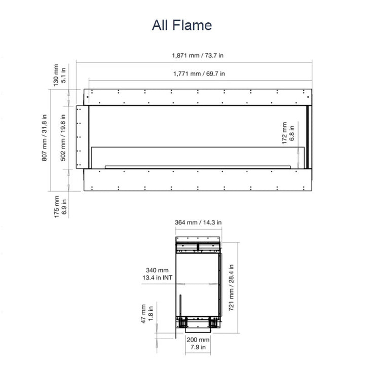 EcoSmart Fire Flex 68RC Right Corner Indoor/Outdoor Fireplace Insert - Ethanol Fuel