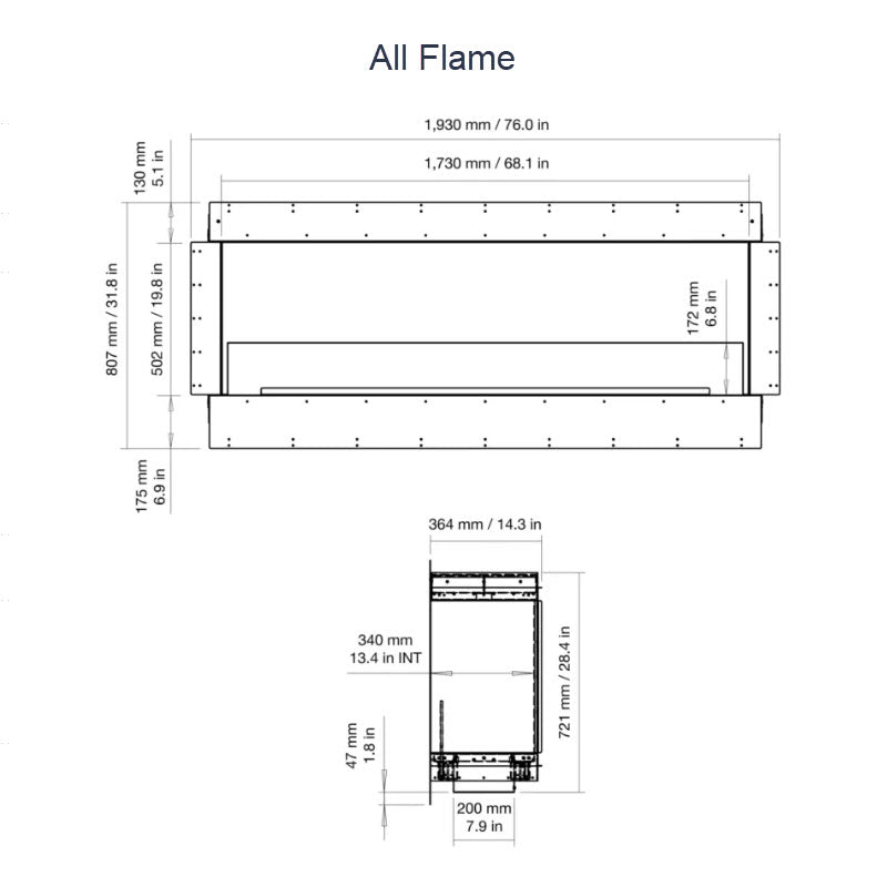 EcoSmart Fire Flex 68SS Single Sided Indoor/Outdoor Fireplace Insert - Ethanol Fuel