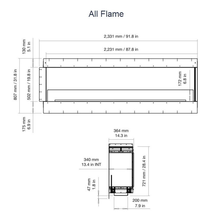 EcoSmart Fire Flex 86RC Right Corner Indoor/Outdoor Fireplace Insert - Ethanol Fuel