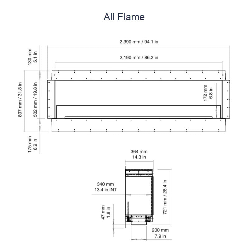 EcoSmart Fire Flex 86SS Single Sided Indoor/Outdoor Fireplace Insert - Ethanol Fuel