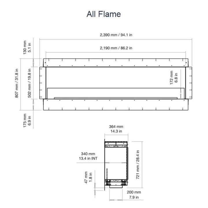 EcoSmart Fire Flex 86SS Single Sided Indoor/Outdoor Fireplace Insert - Ethanol Fuel
