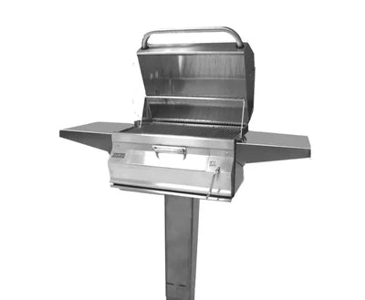 Fire Magic Legacy 24-Inch Charcoal Smoker Grill on Patio Post