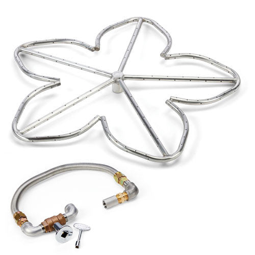HPC Penta Burner Kits – Stainless Steel, Standard or Torpedo Burner with Valve, Polished Flange & Flex Line, NG or LP (Multiple Sizes Available)
