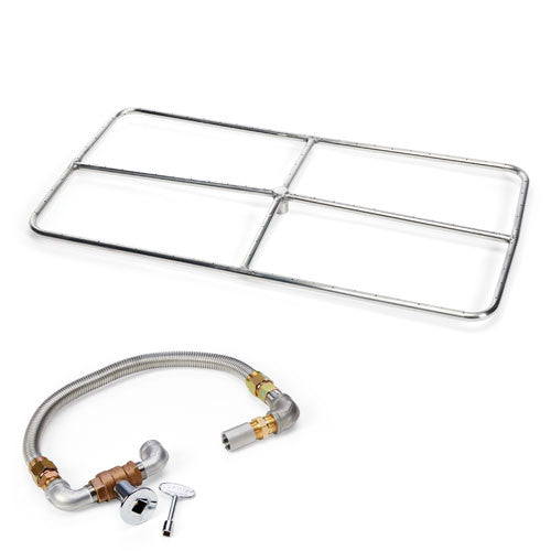 HPC Rectangle Burner Kit – Stainless Steel Burner with Valve, Polished Flange & Flex Line (Multiple Sizes Available)