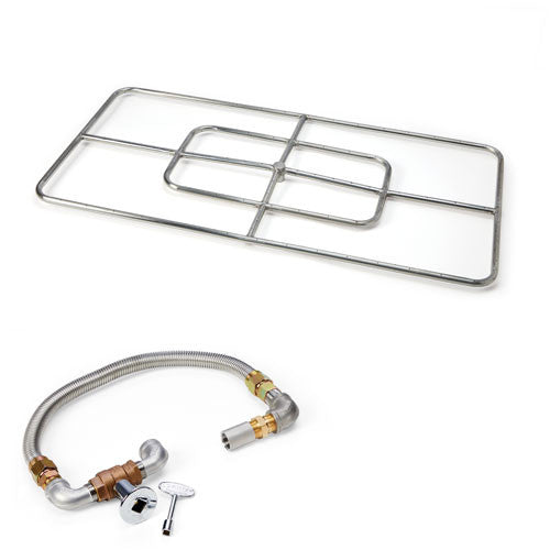 HPC Rectangle Burner Kit – Stainless Steel Burner with Valve, Polished Flange & Flex Line (Multiple Sizes Available)