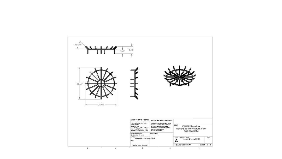 COOKE Round Fire Pit Grate - Stainless Steel