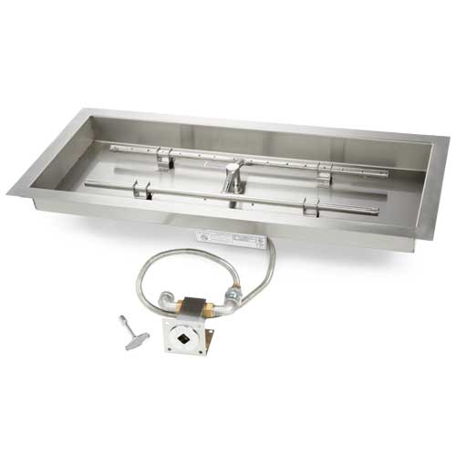 HPC 36" x 14" Rectangle H-Burner Fire Pit Insert-On/Off-LP/NG