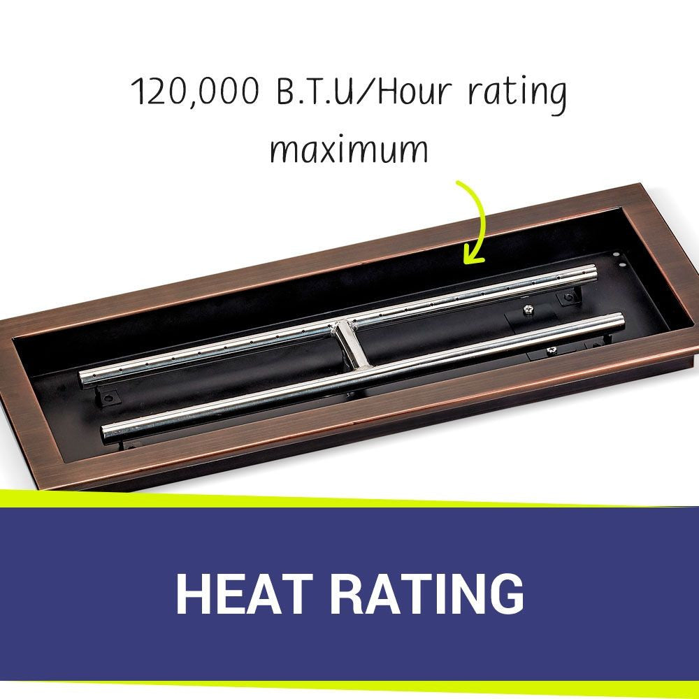 American Fire Glass 24" x 8" Rectangular Oil Rubbed Bronze Drop-In Fire Pit Pan - OB-AFPP-24