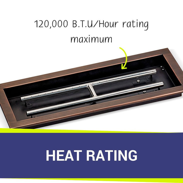 American Fire Glass 24" x 8" Rectangular Oil Rubbed Bronze Drop-In Fire Pit Pan - OB-AFPP-24