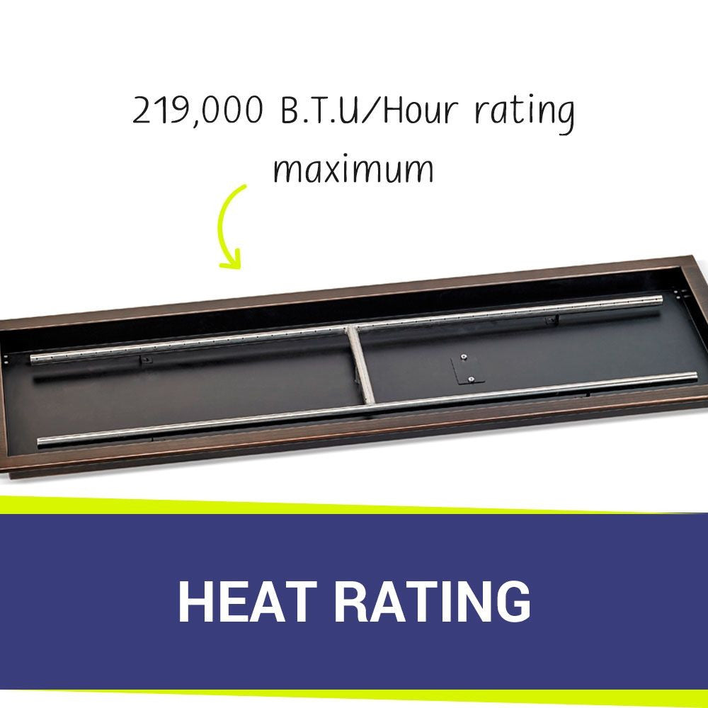 American Fire Glass Rectangular Oil Rubbed Bronze Drop-in Pan with Burner - OB-AFPP-48