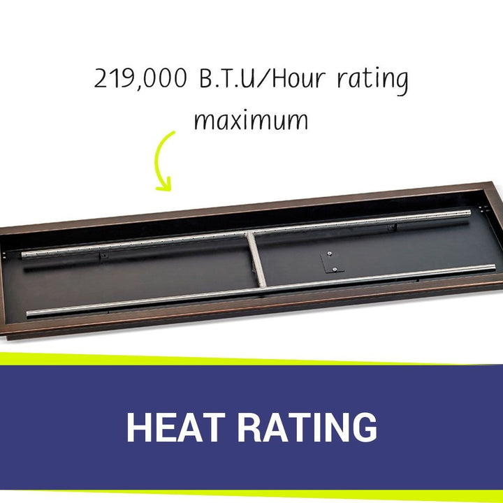 American Fire Glass Rectangular Oil Rubbed Bronze Drop-in Pan with Burner - OB-AFPP-48