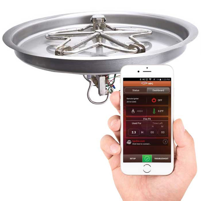 HPC Fire 19" Round Bowl Pan Electronic Ignition Fire Pit Insert PENTA19EI-HI-LO