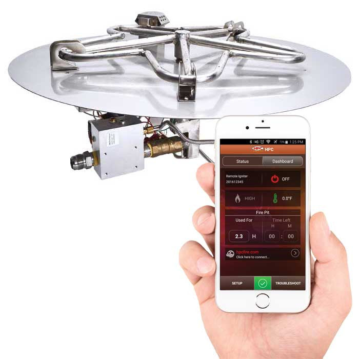 HPC Fire 24" Round Flat Pan Electronic Ignition Fire Pit Insert PENTA24EI-HI-LO