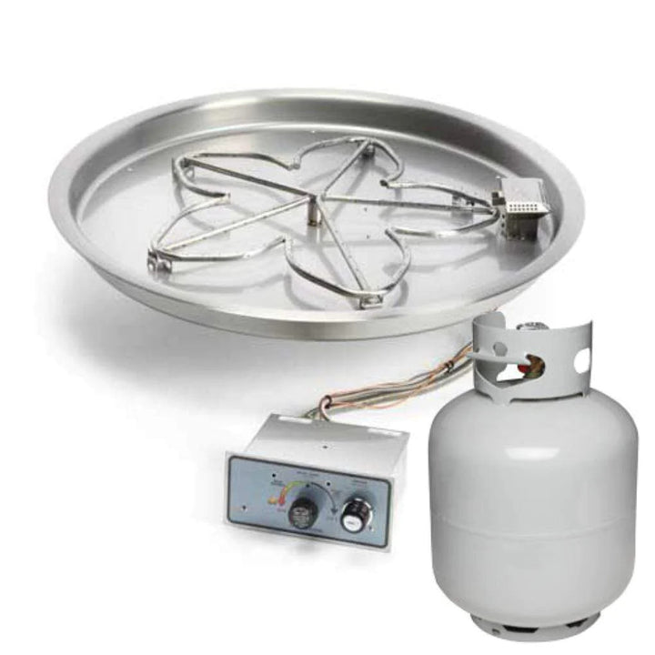 HPC Fire 25" Round Bowl Pan Push Button Fire Pit Insert with Small Tank