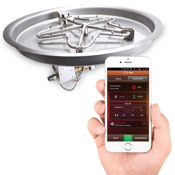 HPC Fire 25" Round Bowl Pan Electronic Ignition Fire Pit Insert PENTA25EI-HI-LO