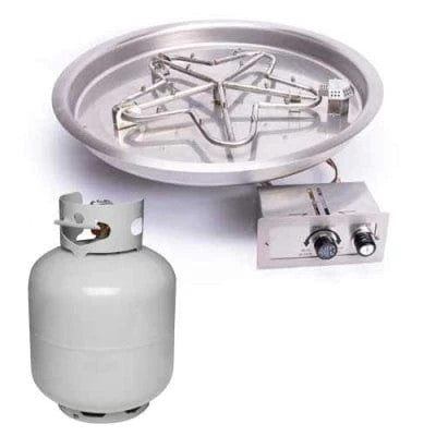 HPC Fire 25" Round Bowl Pan Push Button Fire Pit Insert with Small Tank