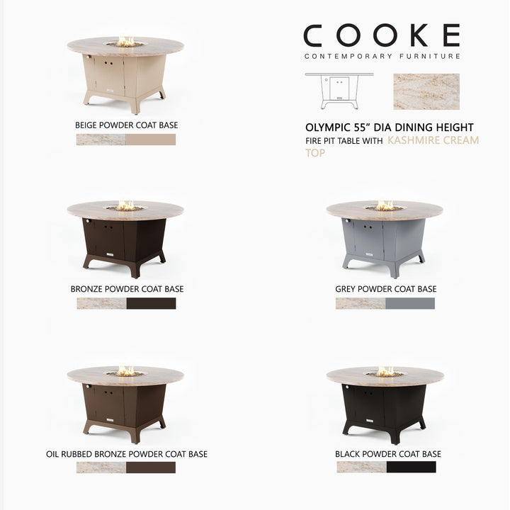 COOKE Olympic Fire Pit Table 55'' Diameter x 30" - Stone Top