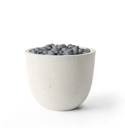 ELEMENT Compact Round Outdoor Fire Feature, 20.5" Concrete Fire Pit, 65K–90K BTU, Modern Patio Accent